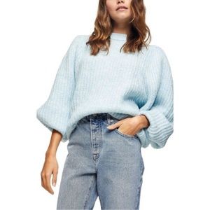Topshop Oversized Balloon Sleeve Sweater Blue XS